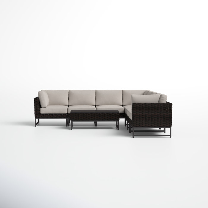Joss and Main Nauvoo 8 Piece Rattan Sectional Seating Group with Cushions
