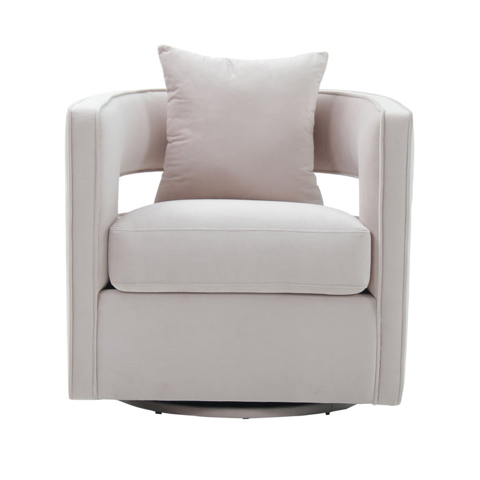 Joss and Main Fritz 76.96Cm Wide Velvet Swivel Barrel Chair