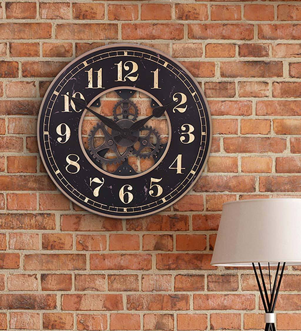 Wind \u0026 Weather Rustic Antique-Style Visible Gears Analog Wall Clock |  Wayfair