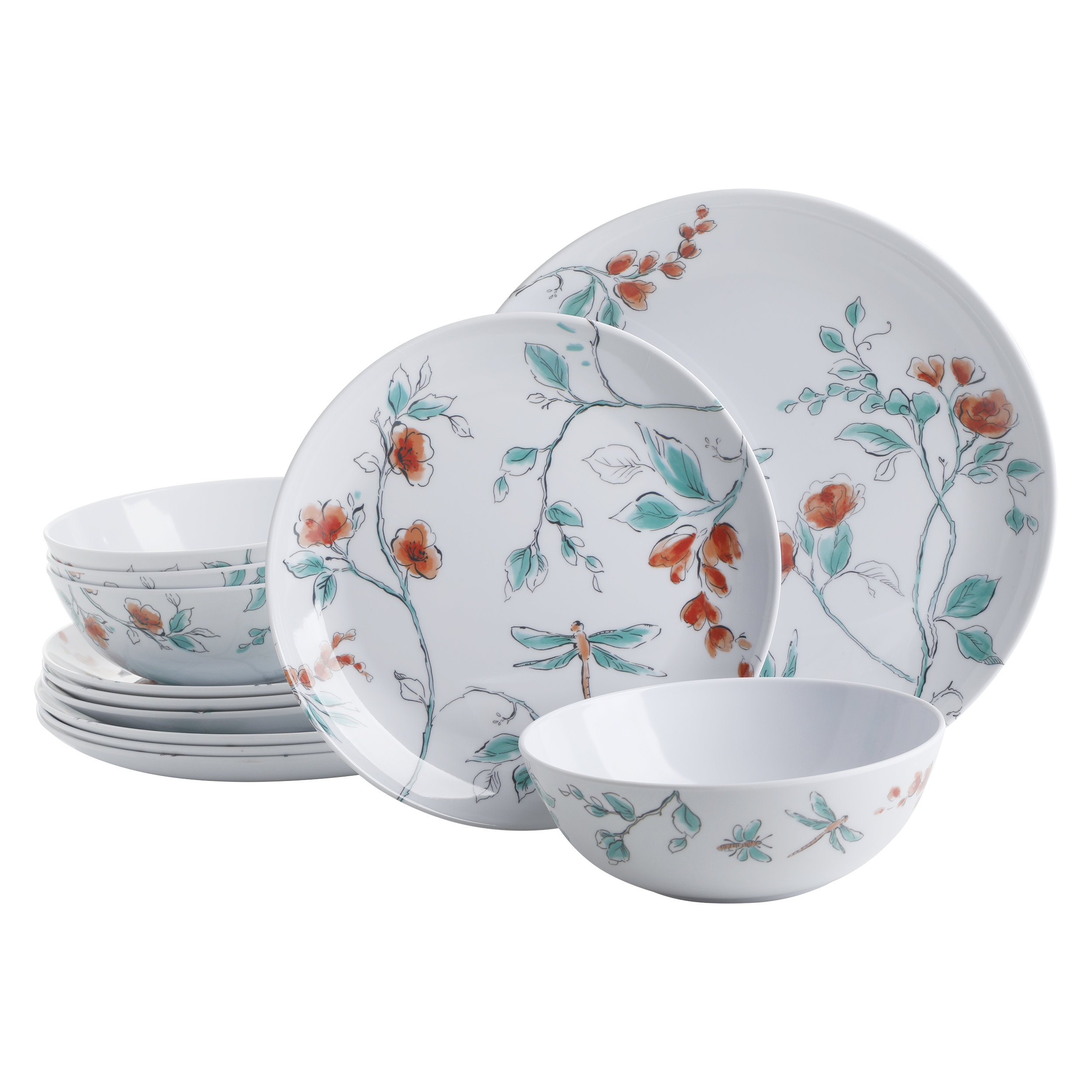 12 piece melamine dinnerware set