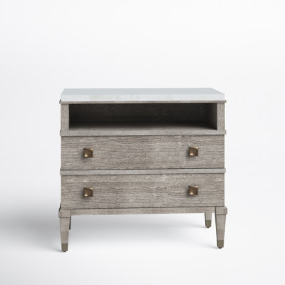 Polaris 2 - Drawer Solid Wood Nightstand in Gray by Joss and Main