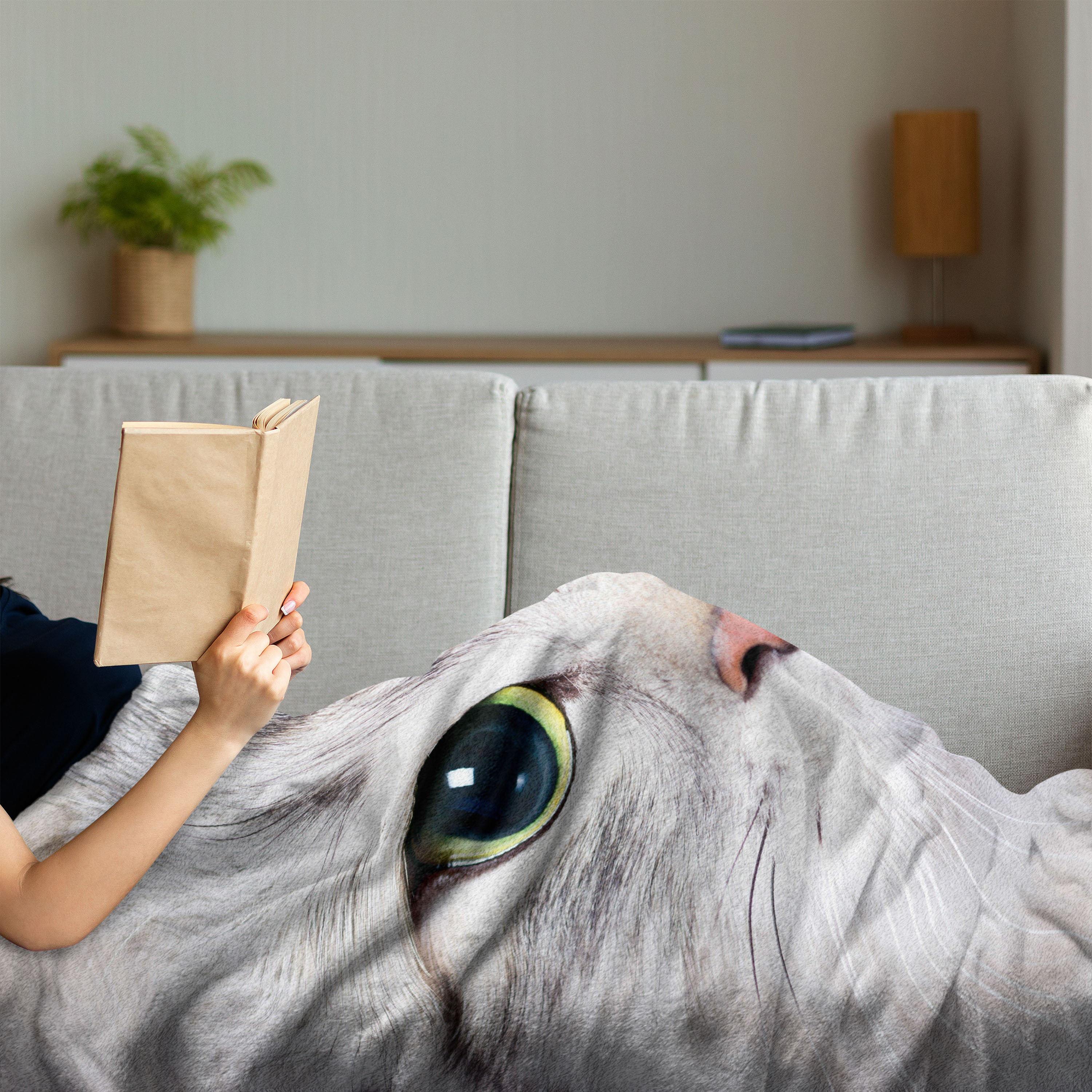 cat print fleece blanket