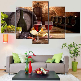 Winery Ceramic Hanging Decorative Plate,Barrel Bottles and Glasses of Wine and Ripe Grapes on Wooden Table Picture Print Decorative Dinner Plate Ceramic Ornament for Home&Office Wall Decors 8 