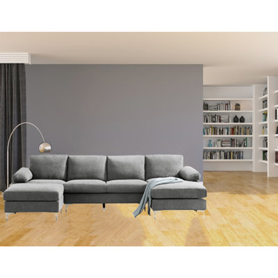 Alondo 131" Wide Reversible Sofa & Chaise with Ottoman by Orren Ellis