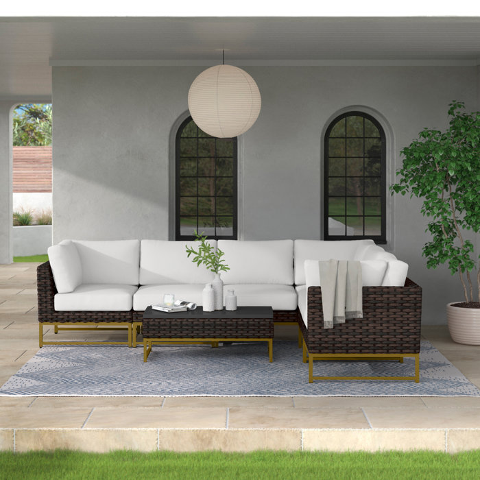 Joss and Main 7 Piece Sectional Seating Group with Cushions
