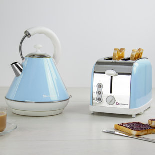 light blue kettle and toaster