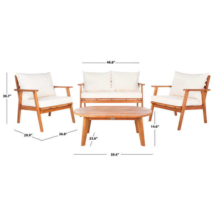 Corrigan Studio Aretta Safavieh 4 Piece Sofa Seating Group with Cushions