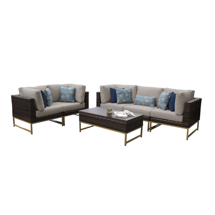 Joss and Main Nauvoo 6 Piece Rattan Sectional Seating Group