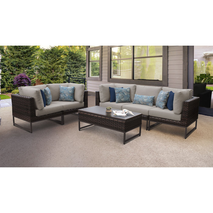Joss and Main Nauvoo 6 Piece Rattan Sectional Seating Group