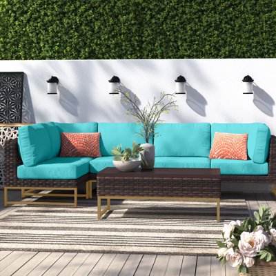 Nauvoo 6 Piece Rattan Sectional Seating Group by Joss and Main