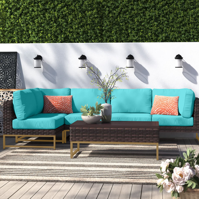 Joss and Main Nauvoo 6 Piece Rattan Sectional Seating Group