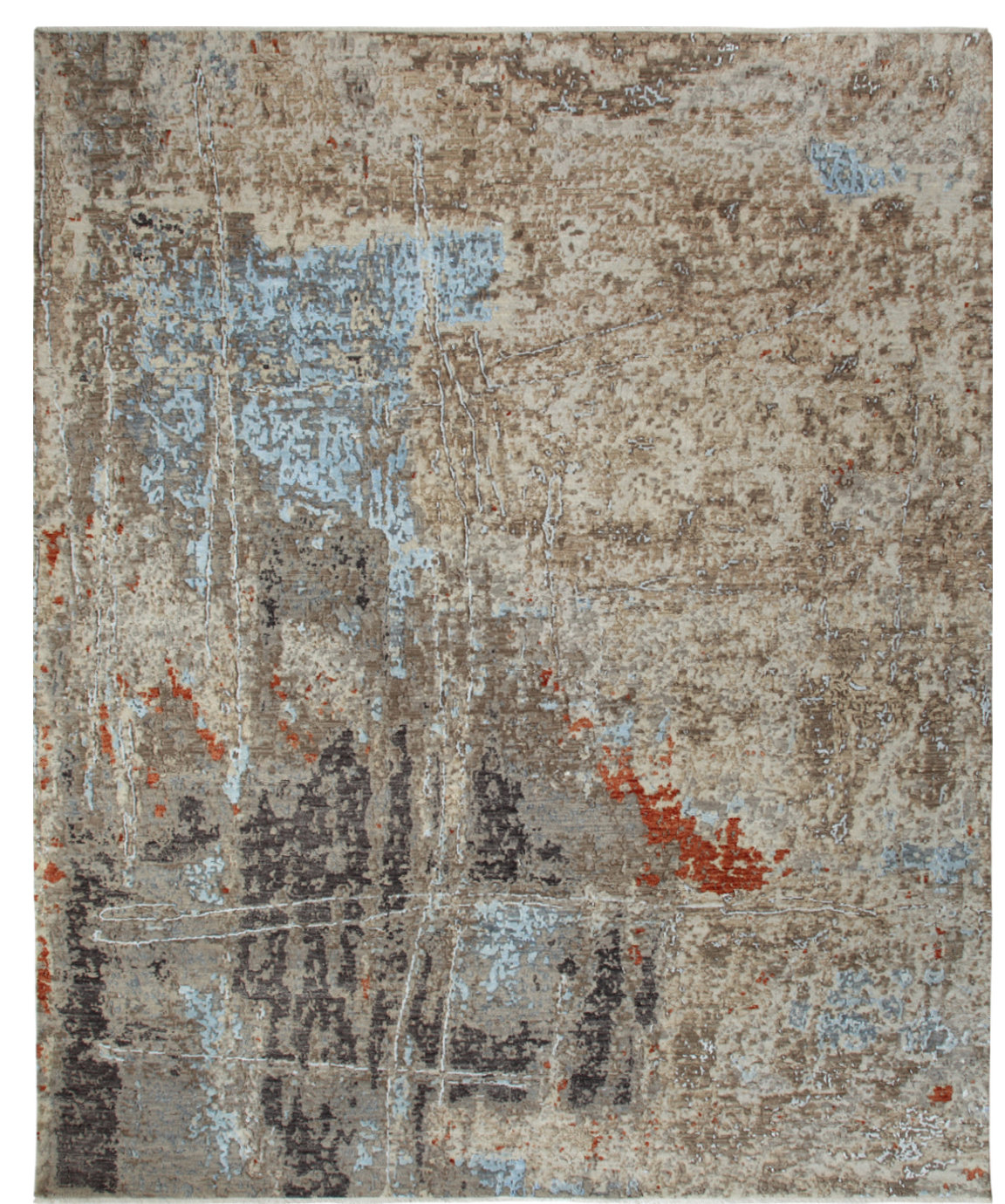 Beige 8' x 10' Solo Rugs Kiara Contemporary Abstract Hand-Knotted Indoor Area Rug 