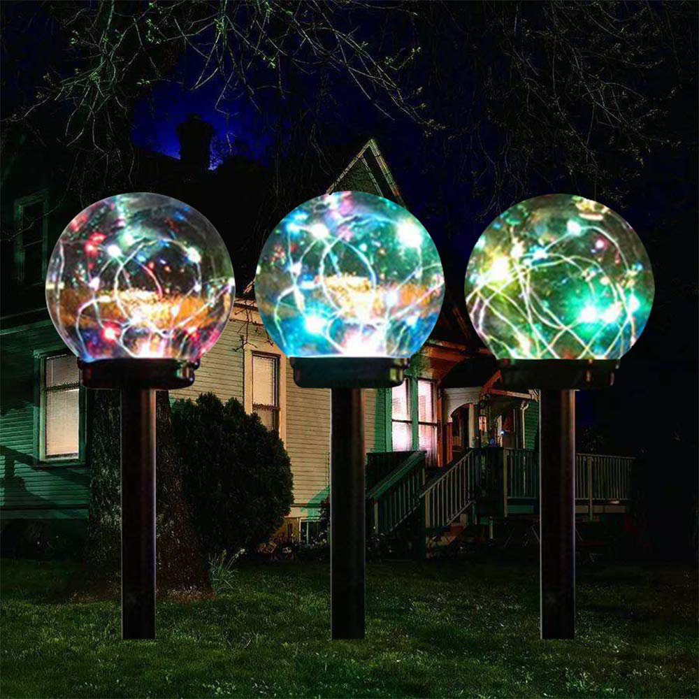 2 Pack Solar Lights Outdoor,Solar LED Colour Changing Globe Powered Garden Light Waterproof for Yard Patio Walkway Landscape