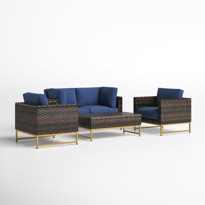 Joss and Main 4 Piece Sectional Seating Group with Cushions