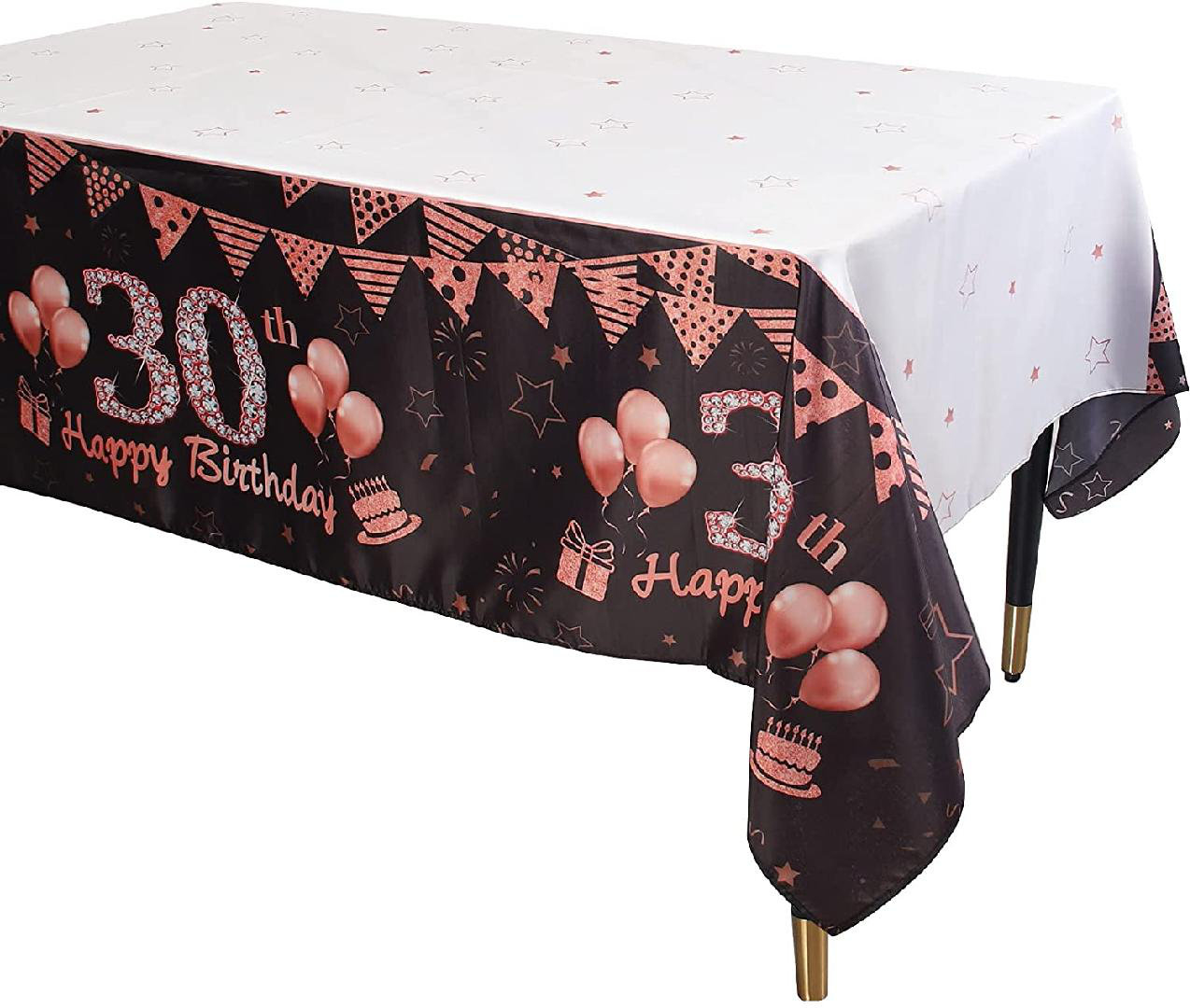 Goodhong 30th Birthday Polyester Tablecloth Decorations For Her Rose Gold Happy Thirty Birthday Party Table Cover Supplies For Women 30 Birthday Rectangular Table Decor Wayfair