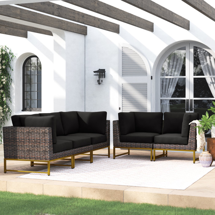 Joss and Main Nauvoo Outdoor Wicker Patio Sofa with Cushions