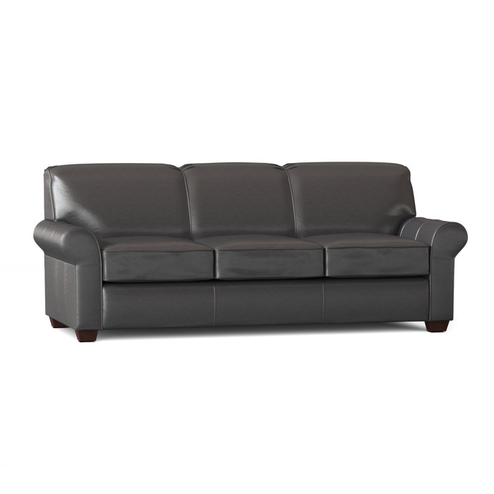 Lark Manor Mojave 81" Genuine Leather Rolled Arm Sofa