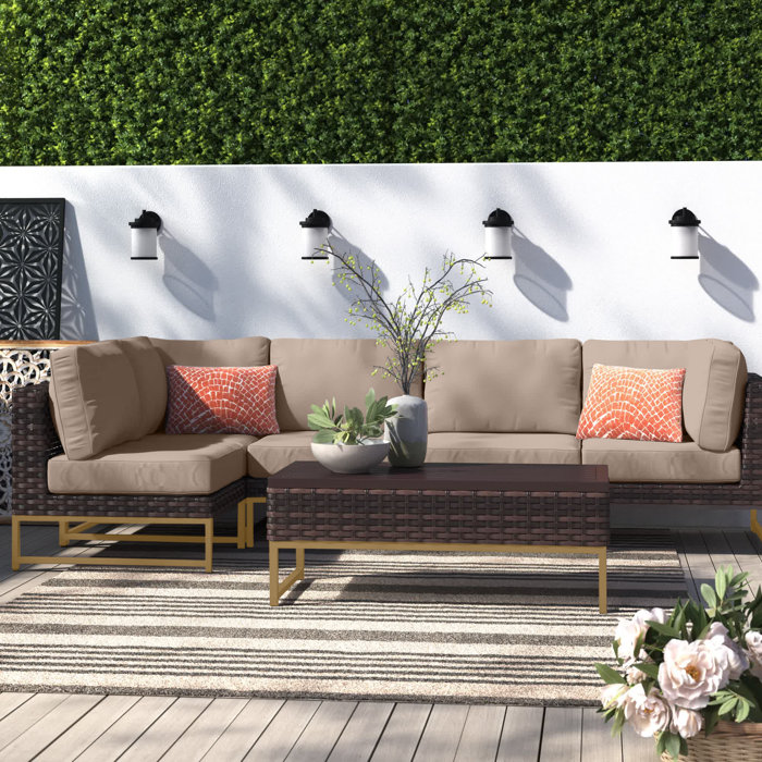 Joss and Main Nauvoo 6 Piece Rattan Sectional Seating Group