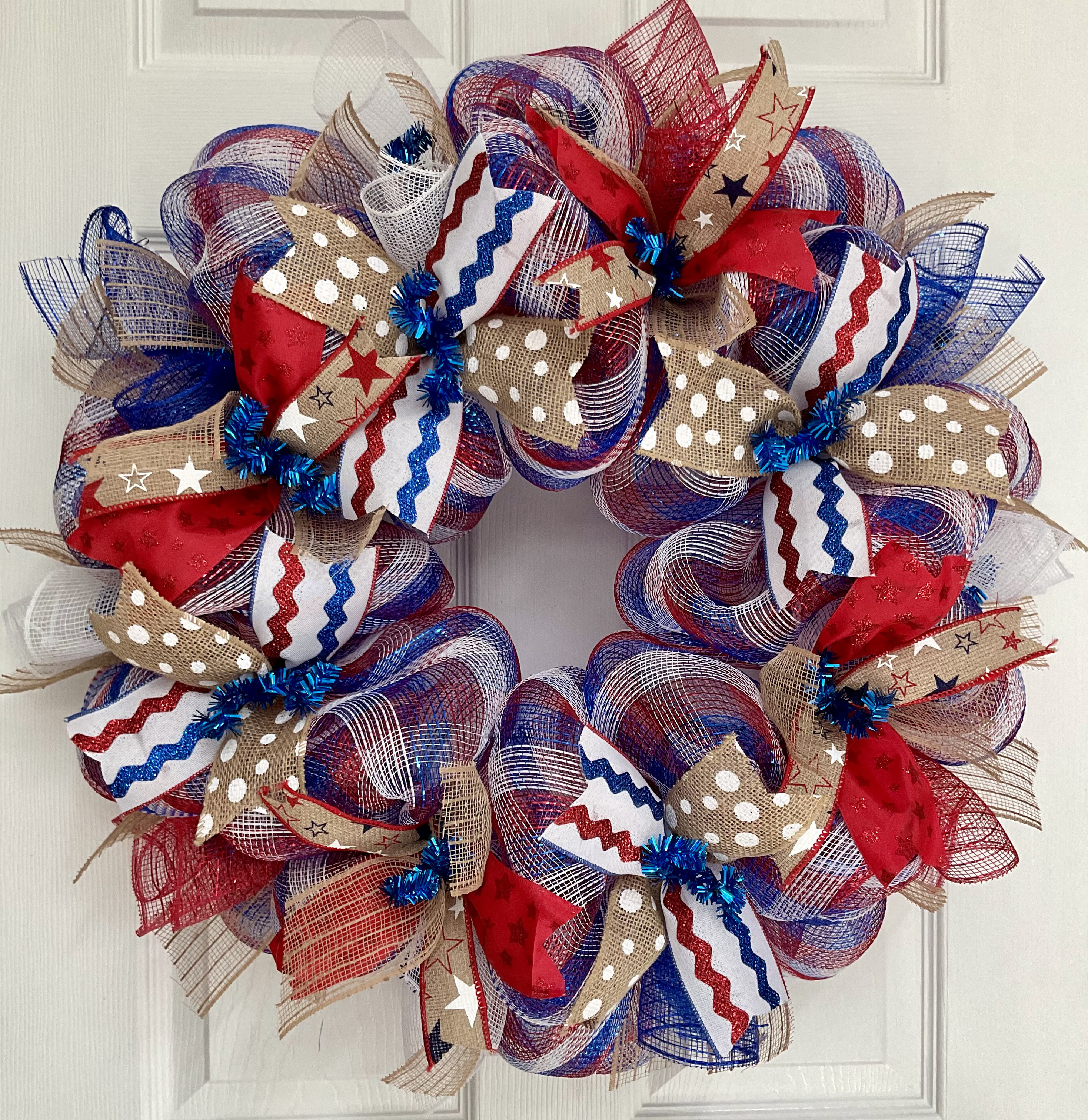 Independence Day bow Already Made Bow 4th of July Wreath Bow Bow for home Decor 4th of July Burlap Bow Gift basket bow Wreath Bow