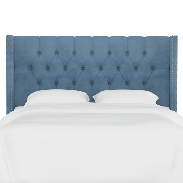 Joss and Main Rhett Velvet Upholstered Wingback Headboard