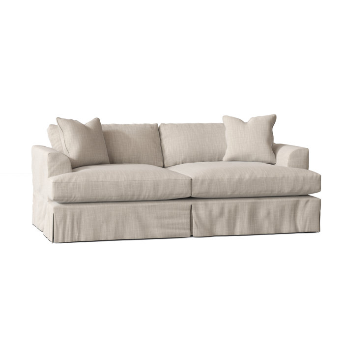Wayfair Custom Upholstery Lucia 93" Recessed Arm Slipcovered Sofa with Reversible Cushions