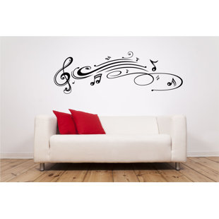 Music Love Heart Swirl Notes Cut Vinyl Wall Art Transfer Available in 21 Colours