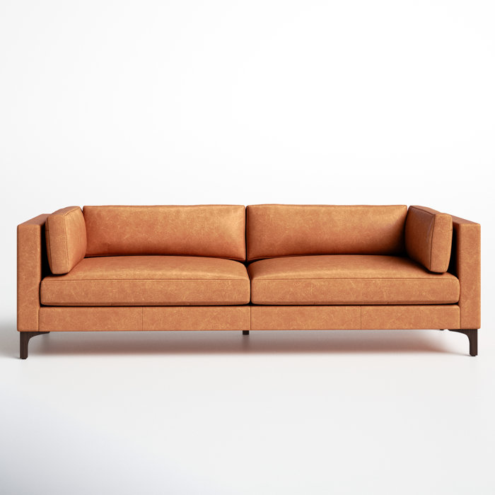 Joss and Main Gabrielle 93" Genuine Leather Square Arm Sofa