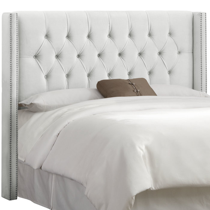 Joss and Main Rhett Velvet Upholstered Wingback Headboard