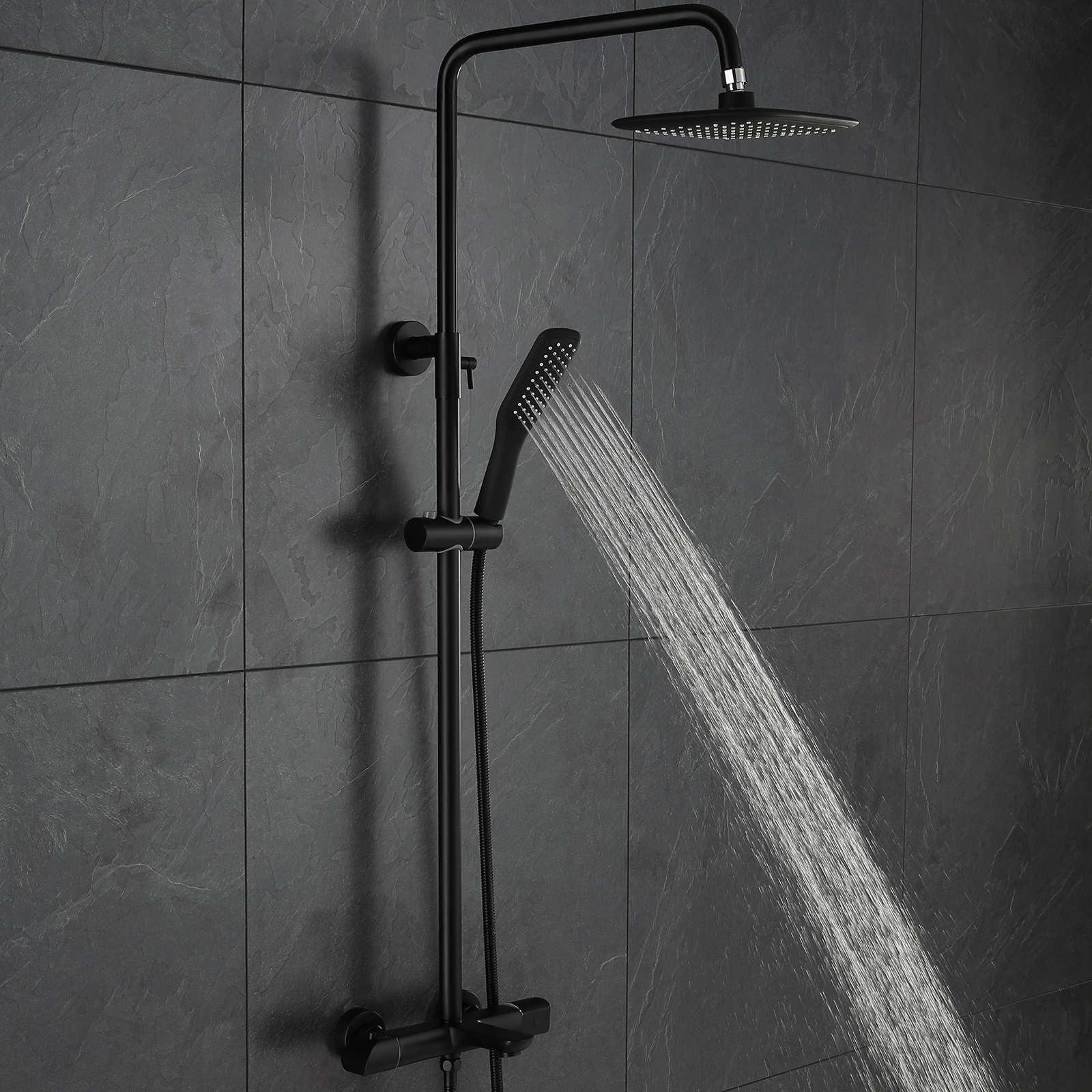 MODLAND Matte Black Thermostatic Luxury Complete Shower System with ...