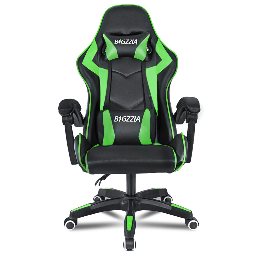 Blue bigzzia Gaming Chair Office Chair Desk Chair Swivel Heavy Duty Chair Ergonomic Design with Cushion and Reclining Back Support