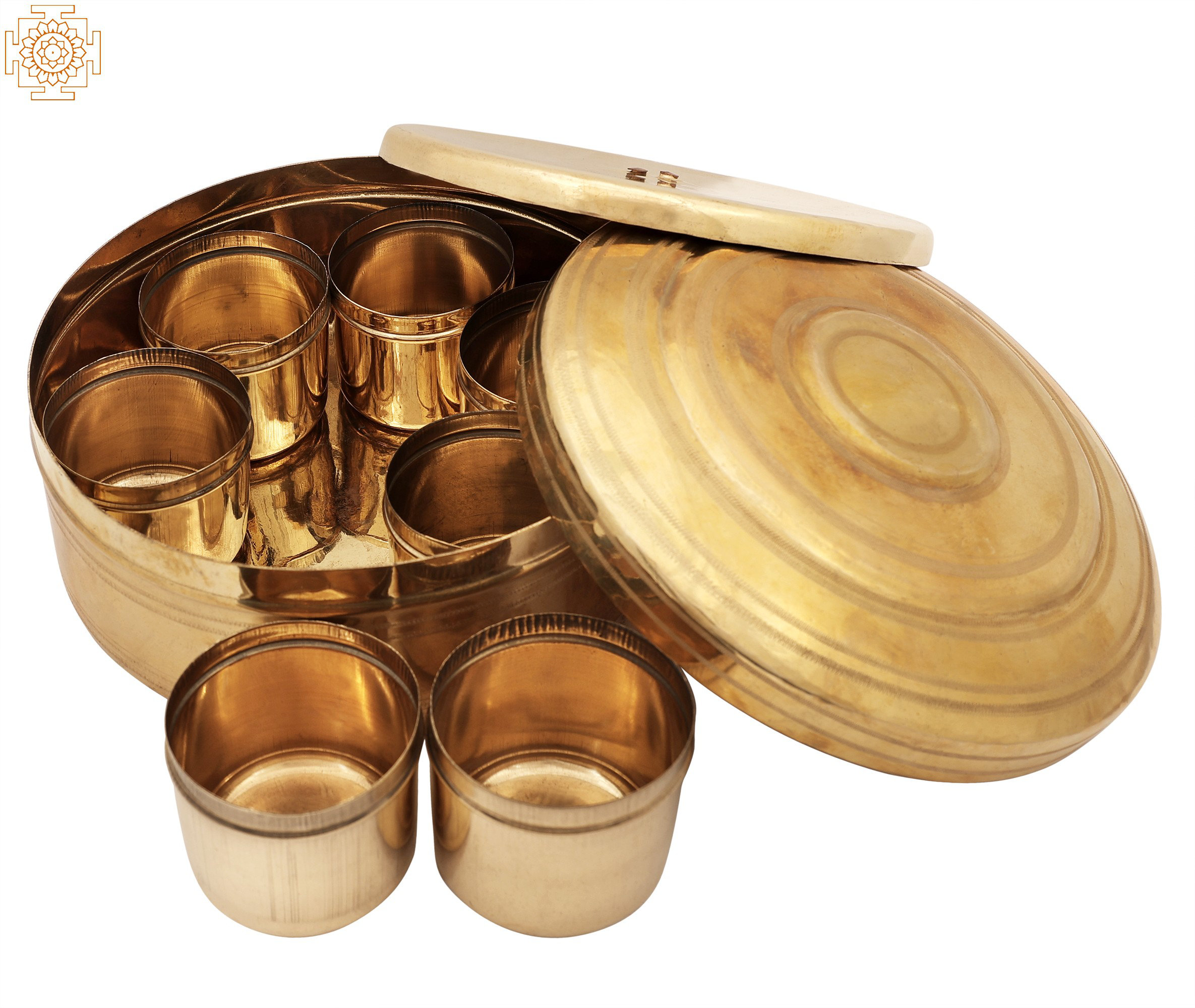 Exotic India 4.5" Traditional Spice Box Masala Box Traditional