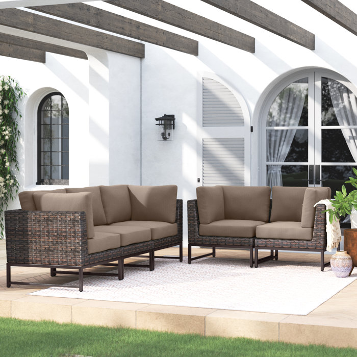 Joss and Main Nauvoo Outdoor Wicker Patio Sofa with Cushions