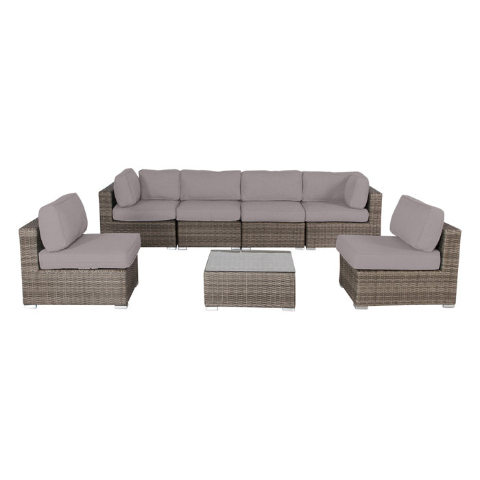 Joss and Main Conner 7 Piece Rattan Sectional Seating Group with Sunbrella Cushions