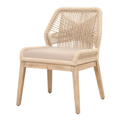 Fabric Side Chair in Beige/Ivory by Benjara