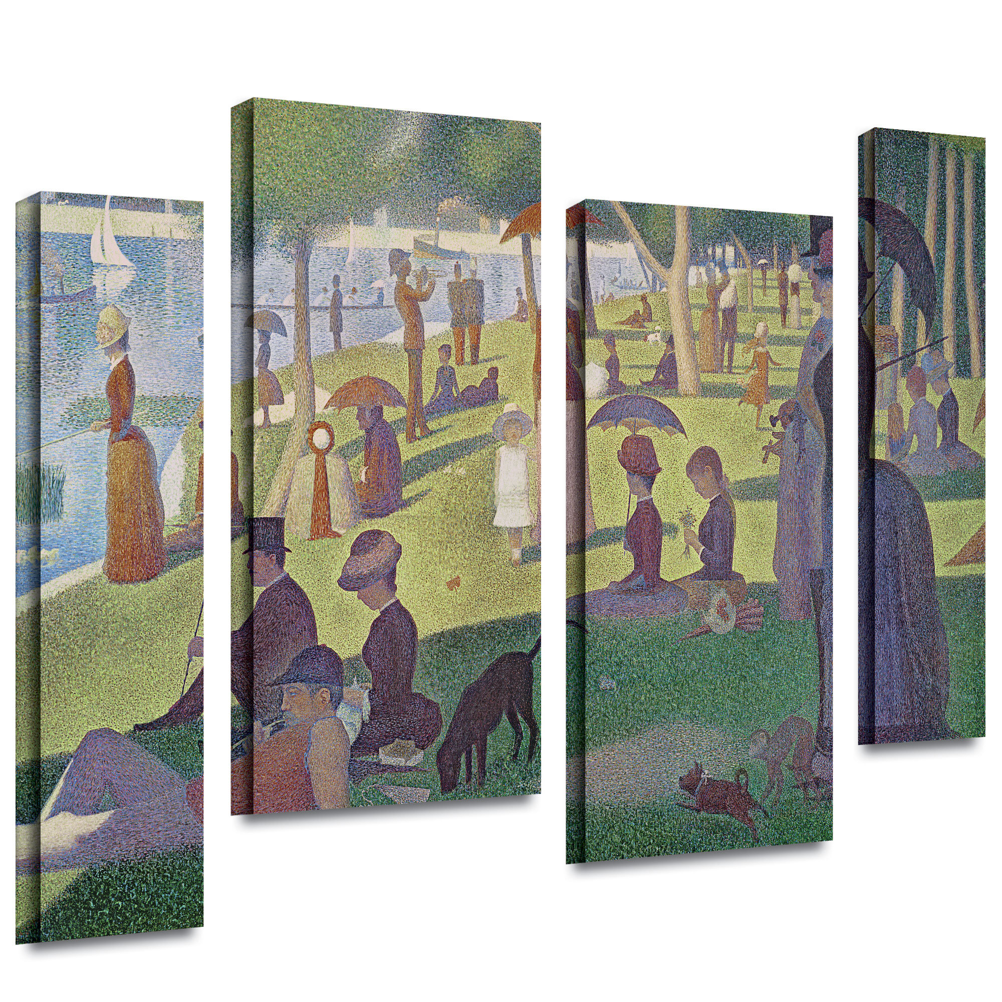 36 by 48-Inch ArtWall 4-Piece Georges SeuratLa Grande Jatte Gallery Wrapped Canvas Set
