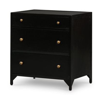 Camille 3 - Drawer Metal Nightstand in Black by Joss and Main