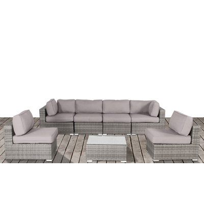 Conner Rattan Sunbrella Sofa Seating Group with Cushions by Joss and Main
