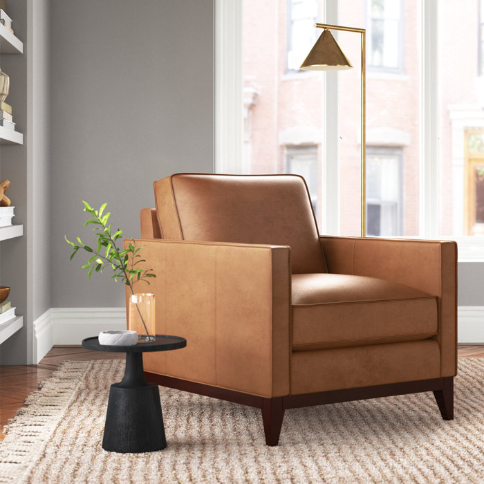 Joss and Main Landon 33" Wide Split Grain Leather Armchair