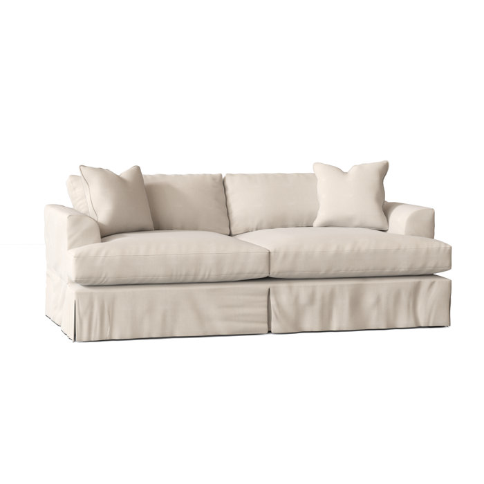 Wayfair Custom Upholstery Lucia 93" Recessed Arm Slipcovered Sofa with Reversible Cushions