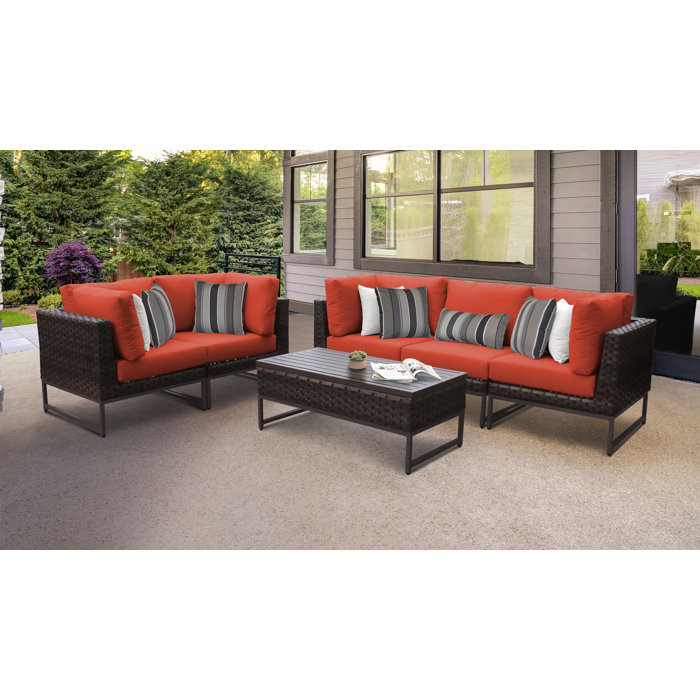Joss and Main Nauvoo 6 Piece Rattan Sectional Seating Group