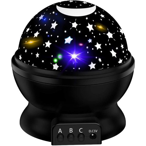 Best Birthday Xmas Gift for 3 4 5 6-12 Year Old Boys Girls Toys for 3-12 Year Old boy Girl Black Star Night Light Projector for Kids Rotating Baby Night Light Lamp Light up Bedroom with Moon Stars 