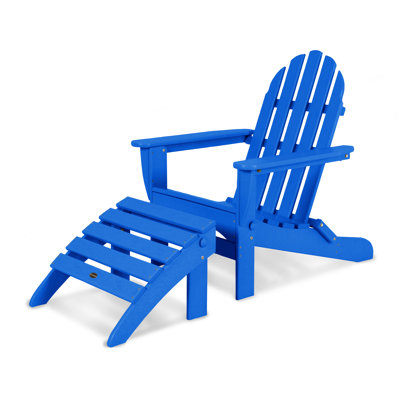 Classic Adirondack Plastic/Resin Folding Chair with Ottoman by POLYWOOD