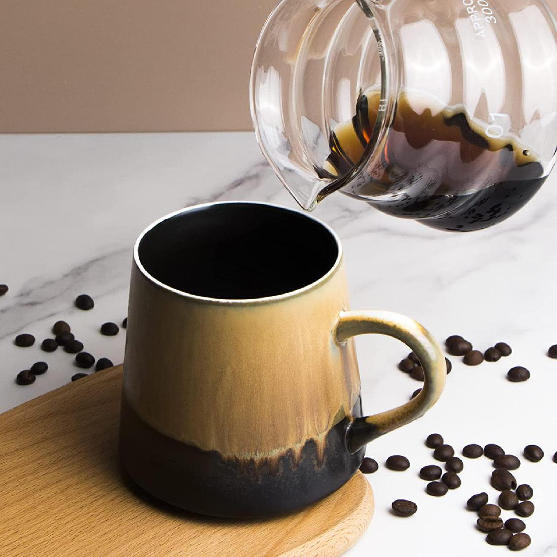 Pottery handmade ceramic mug water,coffee and tea mug without handle.clay color 