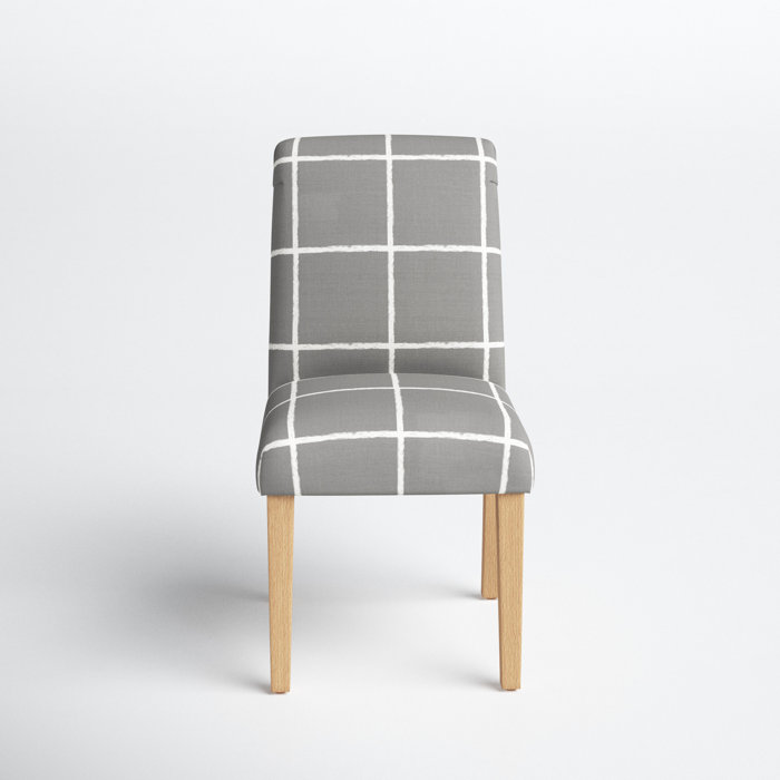 Joss and Main Hartford Cotton Upholstered Parsons Chair in Gray/White
