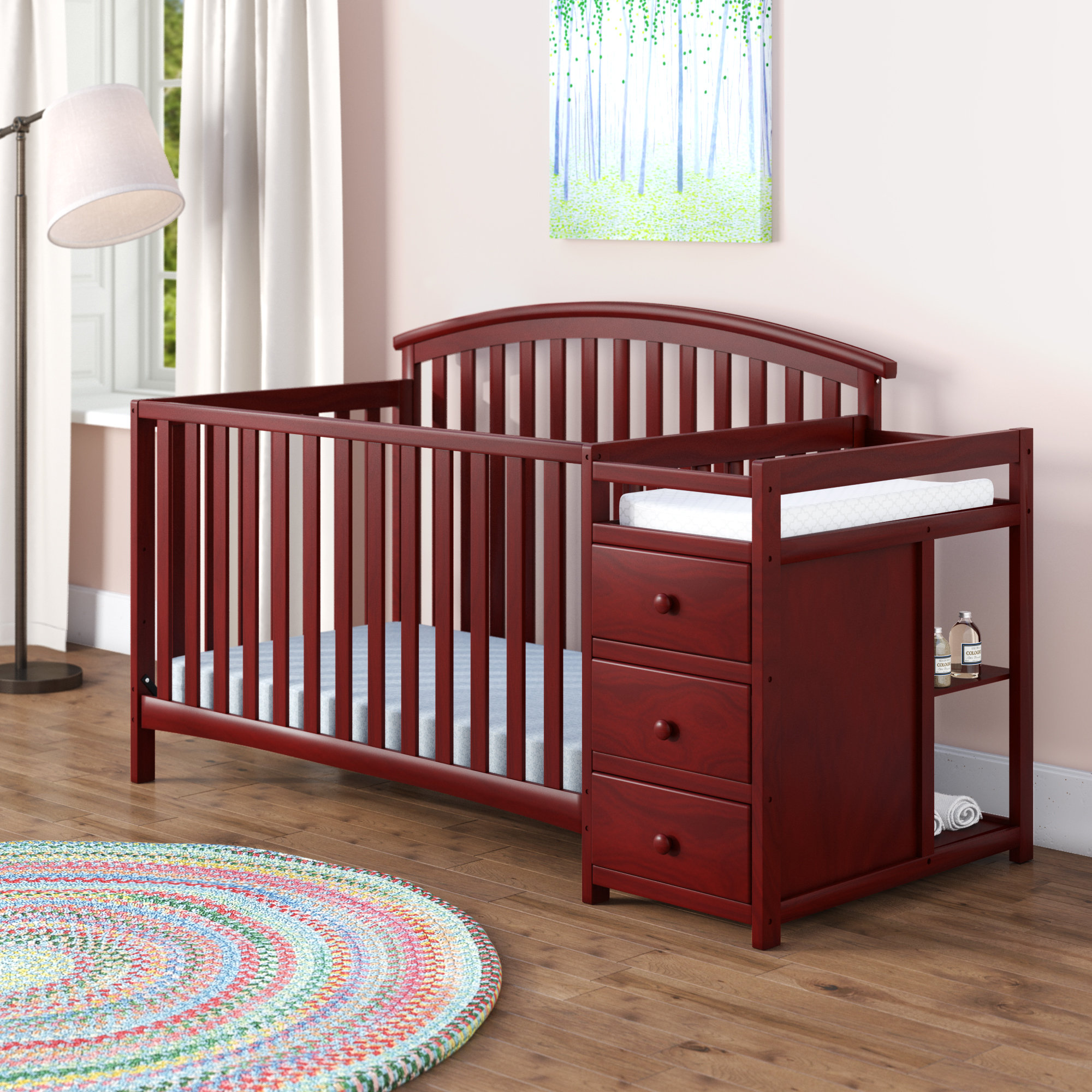crib with attached changing table