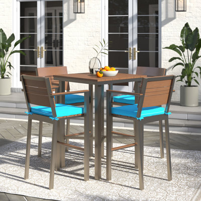 Square 4 - Person 31.1" Long Bar Height Dining Set with Cushions by Joss and Main