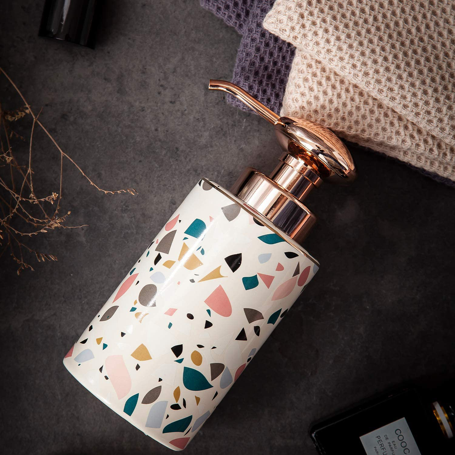 Ceramic Dish Soap Dispenser - Decorative Hand Soap Dispenser For Bathroom Liquid Soap Pump 18 Oz Bathroom Lotion Dispenser Applique Cream Soap Pump ...