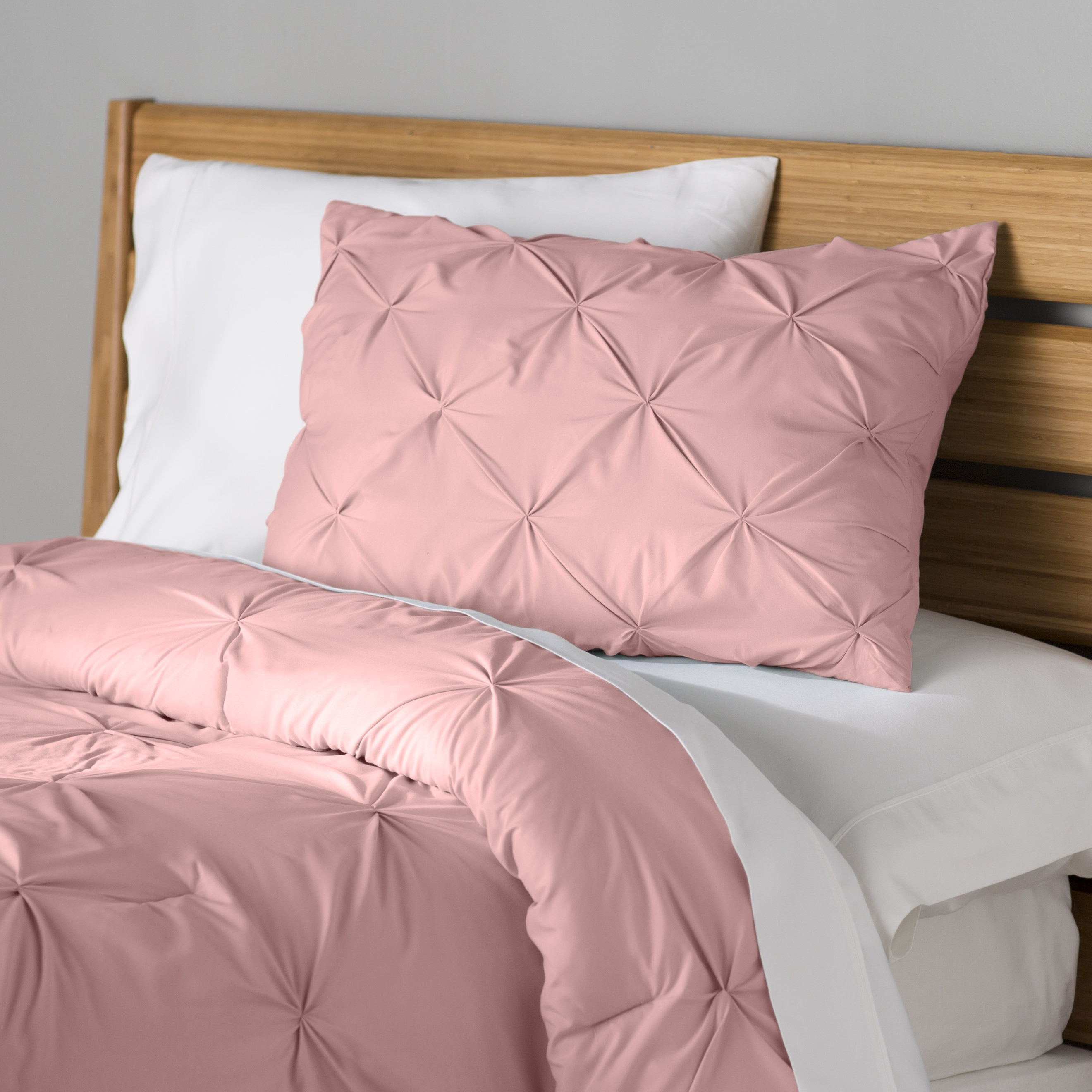 light blue and pink comforter