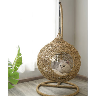 hanging cat bed wicker