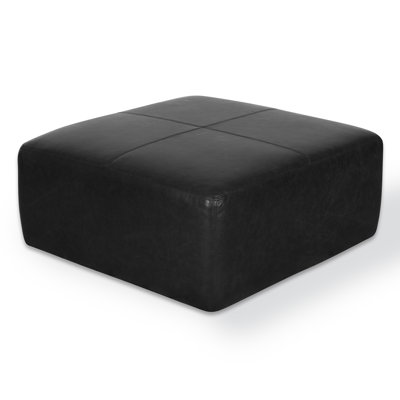 Hudson Square Hudson 35" Wide Genuine Leather Square Pouf Ottoman by Trent Austin Design